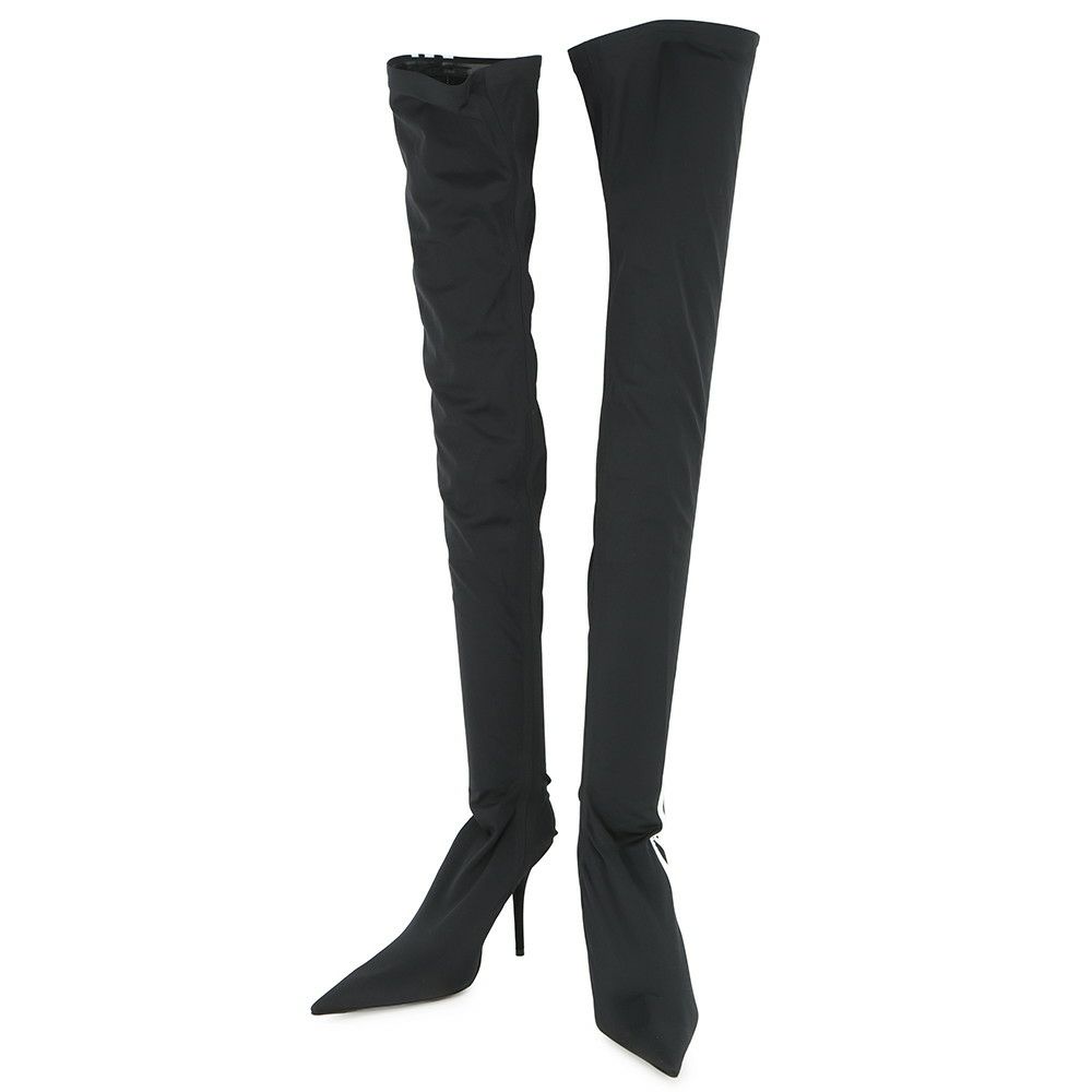 バレンシアガ ブーツ アディダスコラボ ナイフ オーバーニーブーツ レディースサイズ37 724074 BALENCIAGA adidas 靴 黒 白