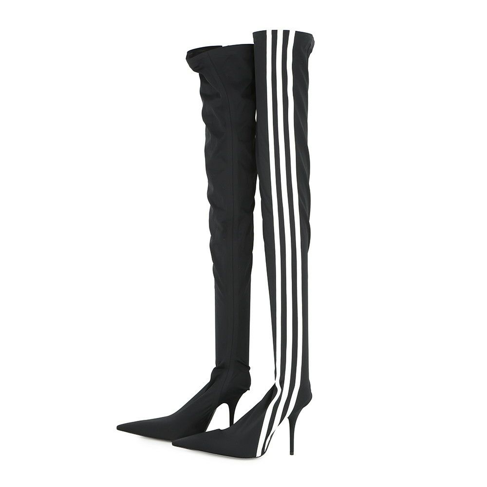 バレンシアガ ブーツ アディダスコラボ ナイフ オーバーニーブーツ レディースサイズ37 724074 BALENCIAGA adidas 靴 黒 白
