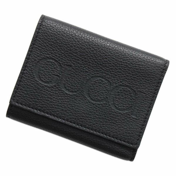 グッチ 三つ折り財布 エンボスロゴ コンパクトウォレット レザー 731694 GUCCI 財布 黒 安心保証 |  中古・新品ブランド販売ギャラリーレア公式通販