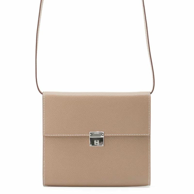 エルメス 財布 クリック16 エトゥープ/シルバー金具 エプソン D刻印 HERMES ショルダーウォレット