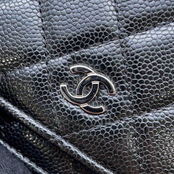 シャネル チェーンウォレット ココマーク マトラッセ キャビアスキン AP1649 CHANEL 財布 黒