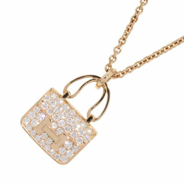 エルメス ネックレス アミュレット コンスタンス ダイヤモンド 43P 計0.44ct K18PGピンクゴールド HERMES ペンダント ジュエリー