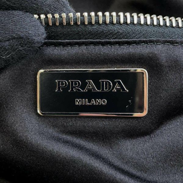 プラダ トートバッグ ボーダー スパンコール PRADA バッグ 黒 白