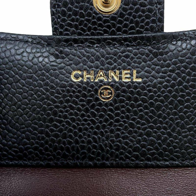 シャネル 三つ折り財布 クラシック スモール フラップ ウォレット ココマーク キャビアスキン AP0231 黒