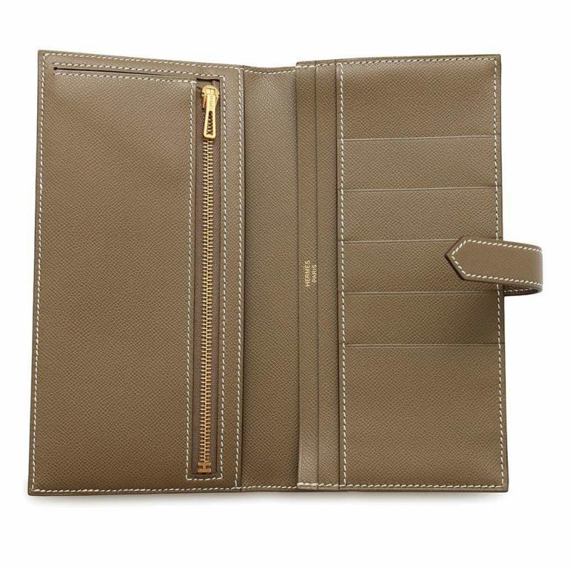 エルメス 長財布 ベアンスフレ エトゥープ/ゴールド金具 ヴォーマダム B刻印 HERMES 財布