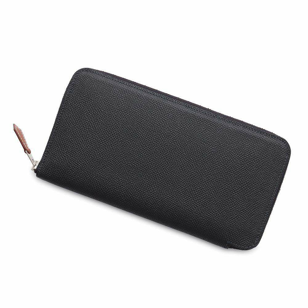 エルメス 長財布 アザップロング シルクイン ブラック/シルバー金具 