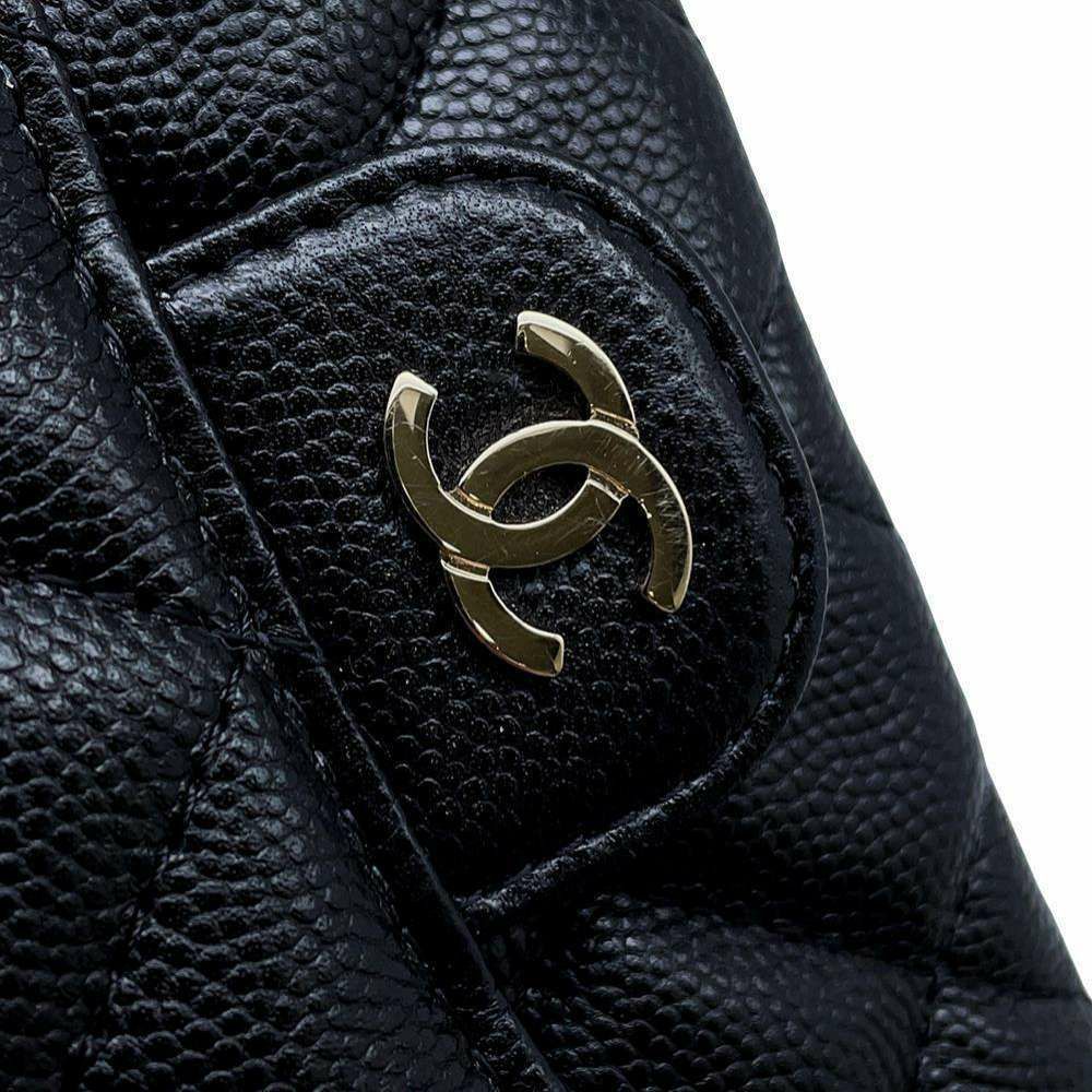 シャネル チェーンショルダーバッグ フラップ フォンケース マトラッセ ココマーク キャビアスキン AP2096 ポシェット 黒