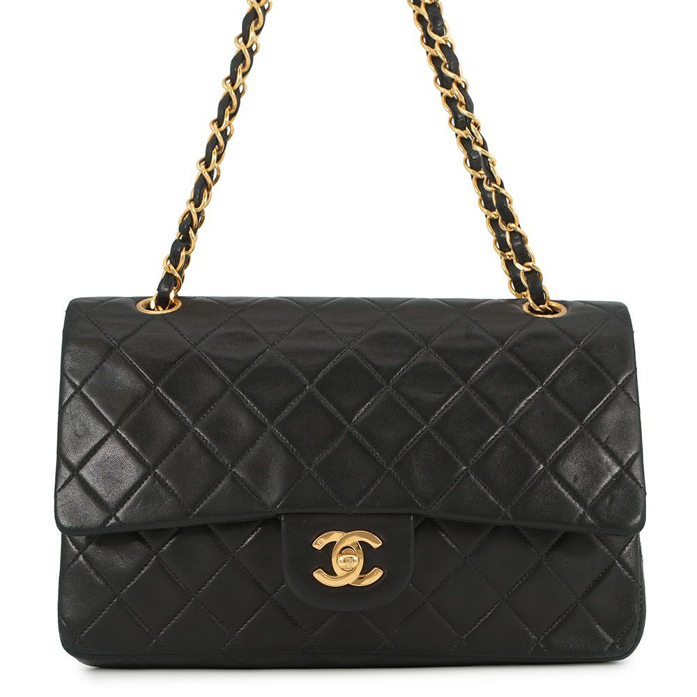 シャネル チェーンショルダーバッグ マトラッセ25 ココマーク ラムスキン ダブルチェーン A01112 CHANEL 黒