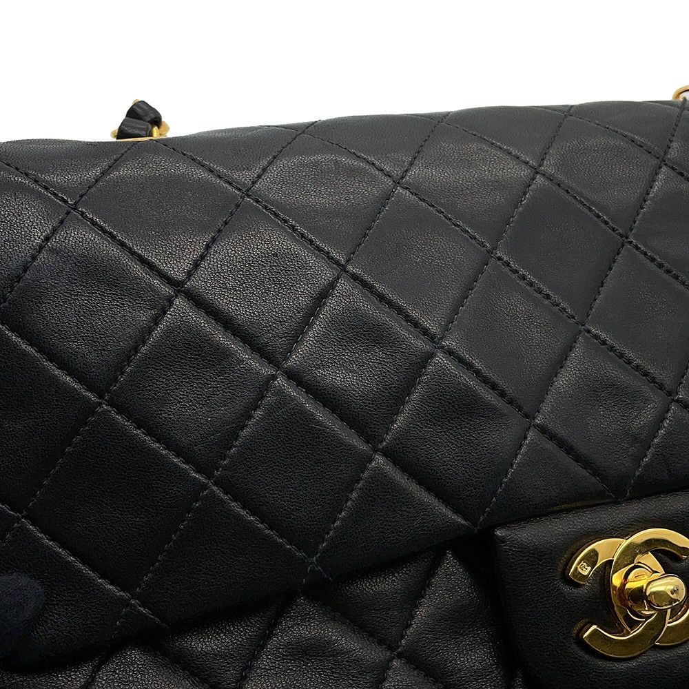 シャネル チェーンショルダーバッグ マトラッセ25 ココマーク ラムスキン ダブルチェーン A01112 CHANEL 黒