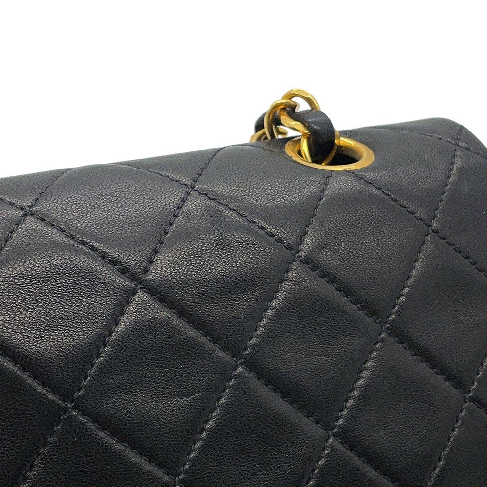 シャネル チェーンショルダーバッグ マトラッセ25 ココマーク ラムスキン ダブルチェーン A01112 CHANEL 黒