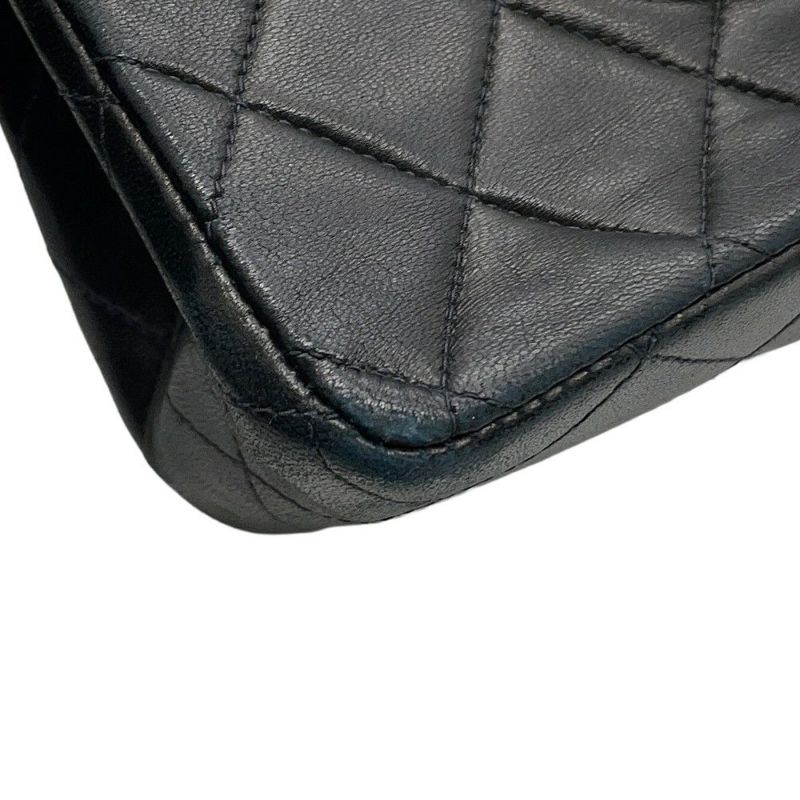 シャネル チェーンショルダーバッグ マトラッセ25 ココマーク ラムスキン ダブルチェーン A01112 CHANEL 黒