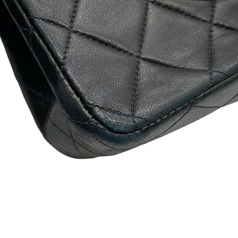シャネル チェーンショルダーバッグ マトラッセ25 ココマーク ラムスキン ダブルチェーン A01112 CHANEL 黒