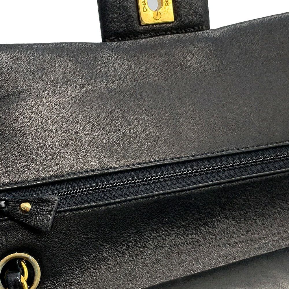 シャネル チェーンショルダーバッグ マトラッセ25 ココマーク ラムスキン ダブルチェーン A01112 CHANEL 黒