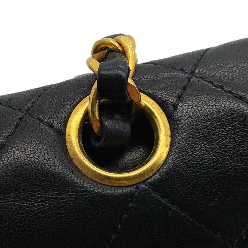 シャネル チェーンショルダーバッグ マトラッセ25 ココマーク ラムスキン ダブルチェーン A01112 CHANEL 黒