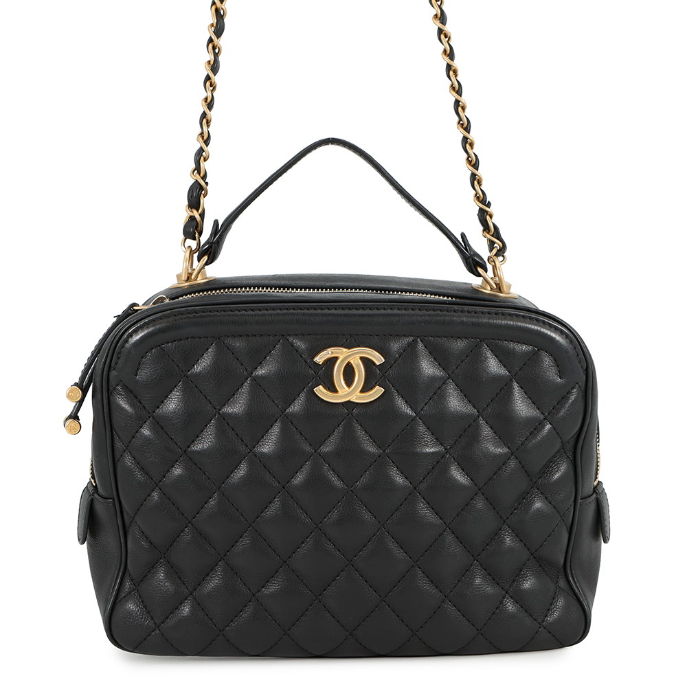 シャネル チェーンショルダーバッグ マトラッセ ココマーク バニティ ラムスキン  CHANEL 黒 2ｗay バッグ