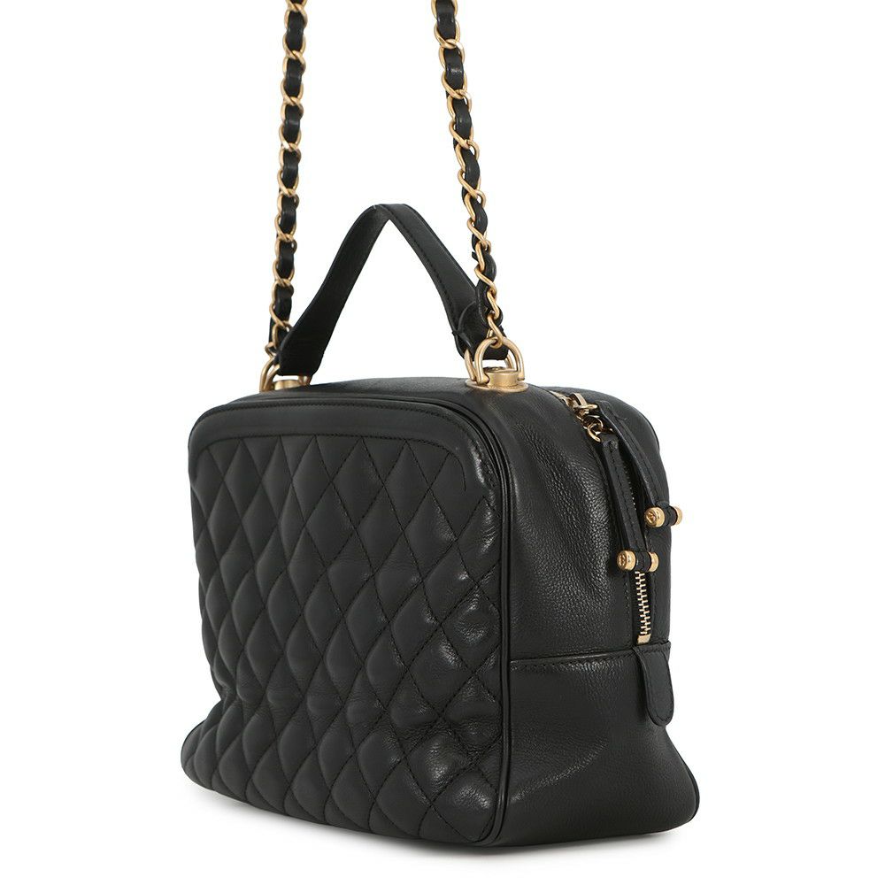 シャネル チェーンショルダーバッグ マトラッセ ココマーク バニティ ラムスキン  CHANEL 黒 2ｗay バッグ