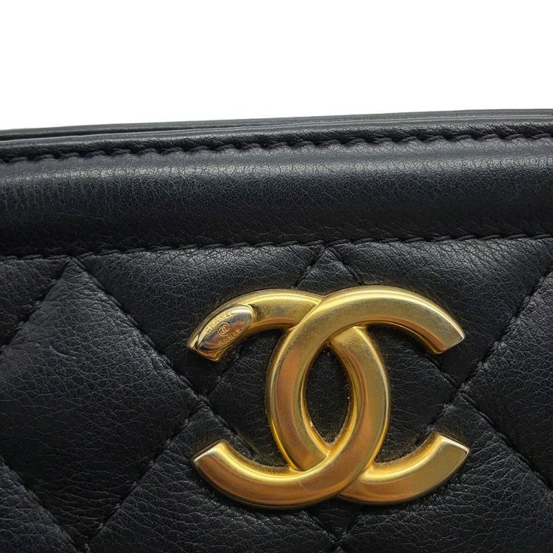 シャネル チェーンショルダーバッグ マトラッセ ココマーク バニティ ラムスキン  CHANEL 黒 2ｗay バッグ