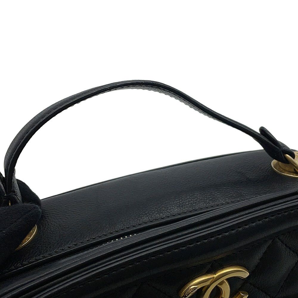 シャネル チェーンショルダーバッグ マトラッセ ココマーク バニティ ラムスキン  CHANEL 黒 2ｗay バッグ