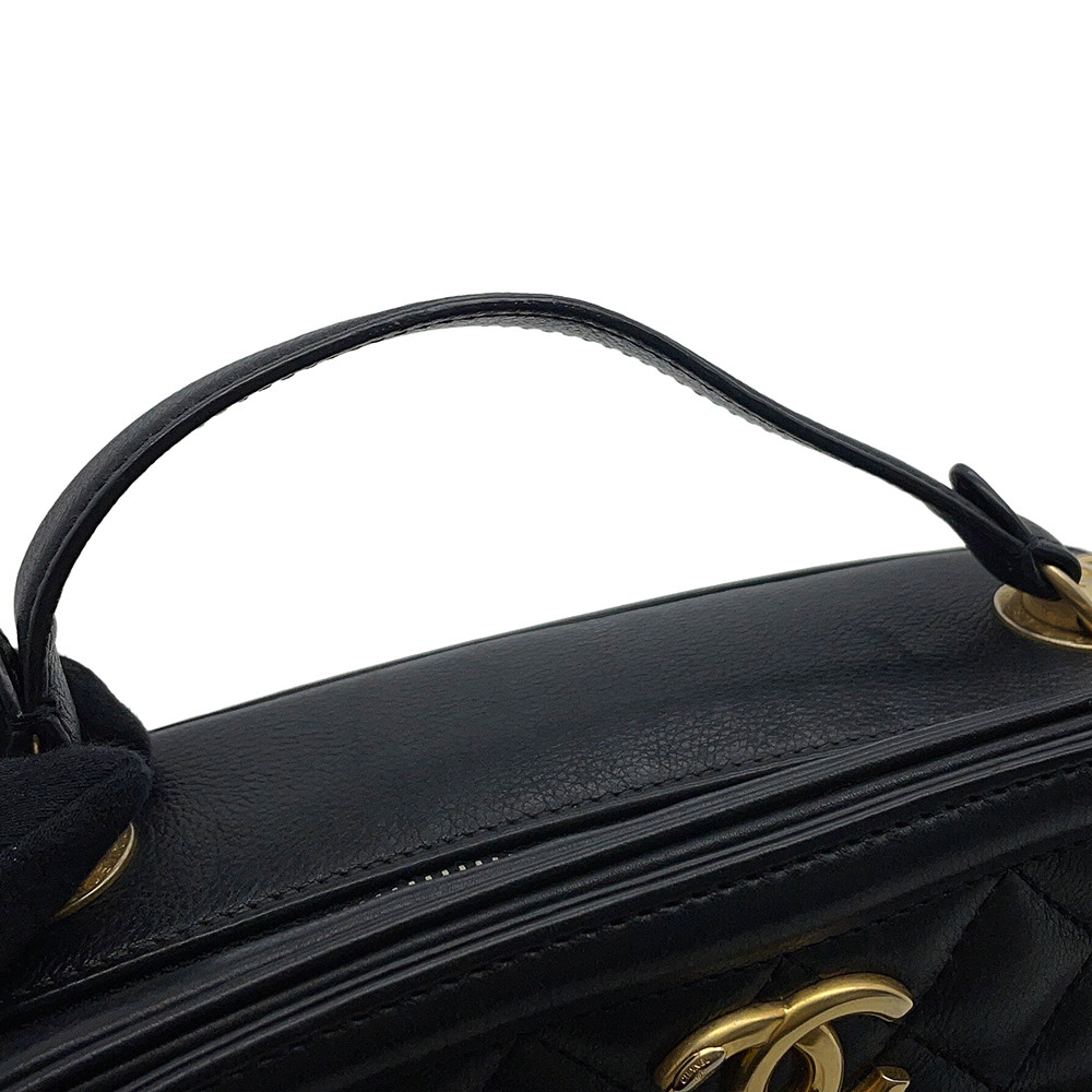 シャネル チェーンショルダーバッグ マトラッセ ココマーク バニティ ラムスキン  CHANEL 黒 2ｗay バッグ