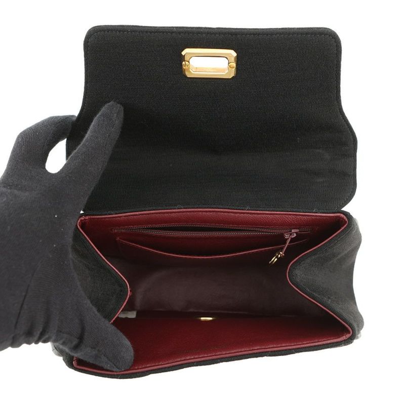 シャネル ハンドバッグ マトラッセ 2.55 コットン CHANEL 黒