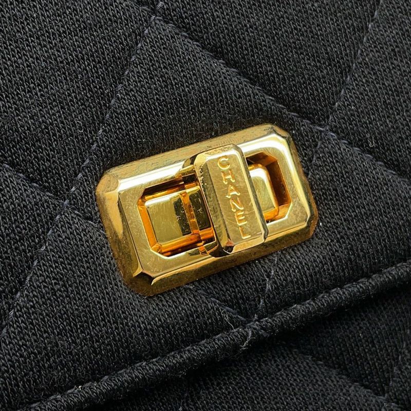 シャネル ハンドバッグ マトラッセ 2.55 コットン CHANEL 黒