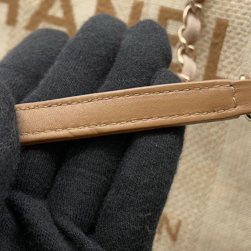 シャネル トートバッグ ドーヴィルライン ミディアム ショッピングバッグ ロゴ ストロー/レザー A67001 CHANEL