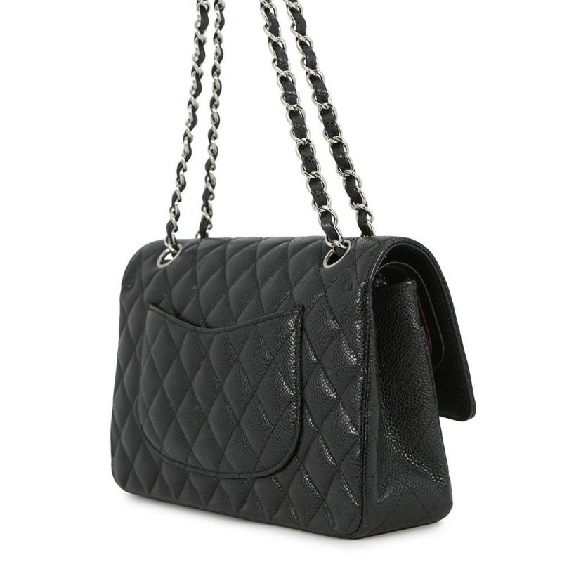 シャネル チェーンショルダーバッグ マトラッセ25 ココマーク キャビアスキン ダブルチェーン A01112 CHANEL 黒