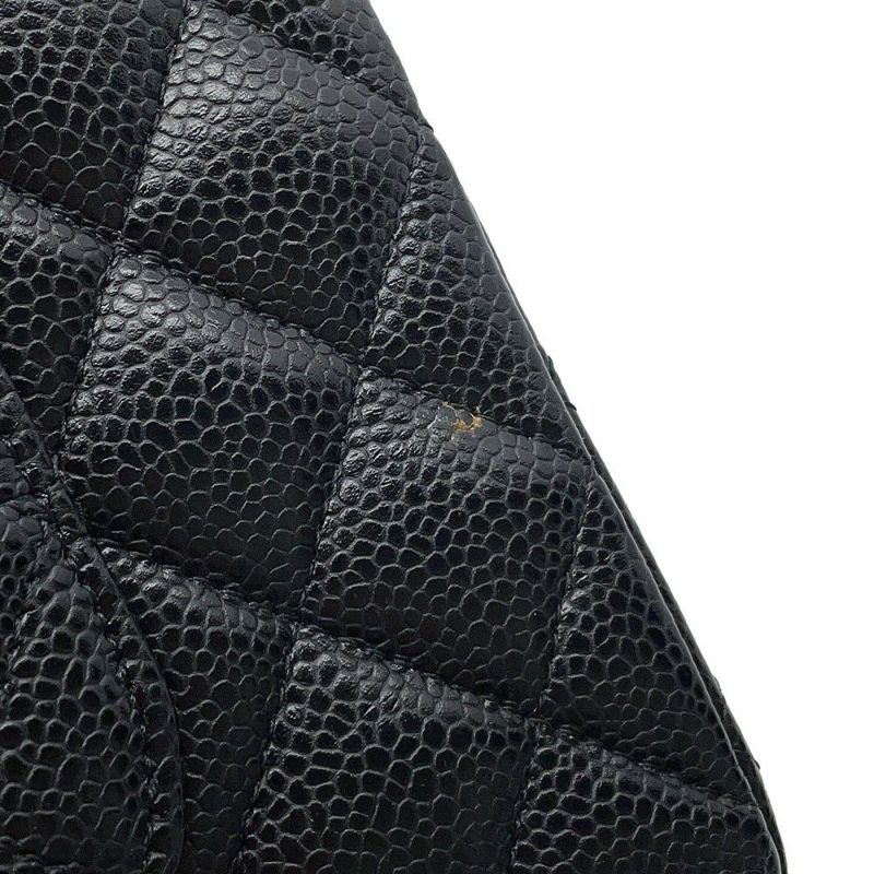 シャネル チェーンショルダーバッグ マトラッセ25 ココマーク キャビアスキン ダブルチェーン A01112 CHANEL 黒