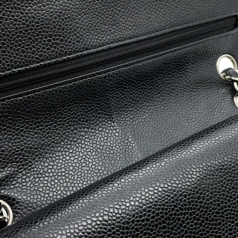 シャネル チェーンショルダーバッグ マトラッセ25 ココマーク キャビアスキン ダブルチェーン A01112 CHANEL 黒