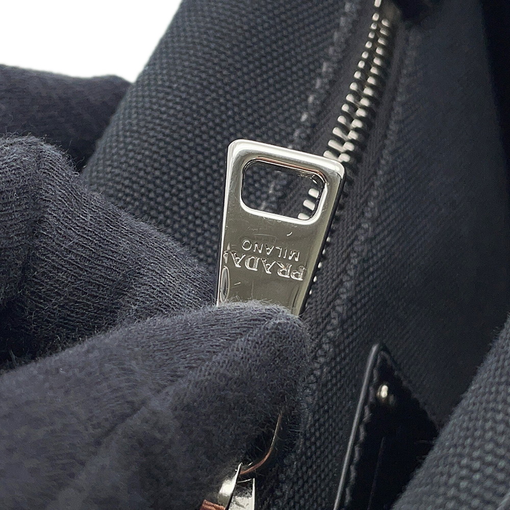 プラダ ハンドバッグ カナパ ロゴ ウッドハンドル キャンバス 1BG350 PRADA 2ｗayショルダーバッグ 黒 アウトレット品