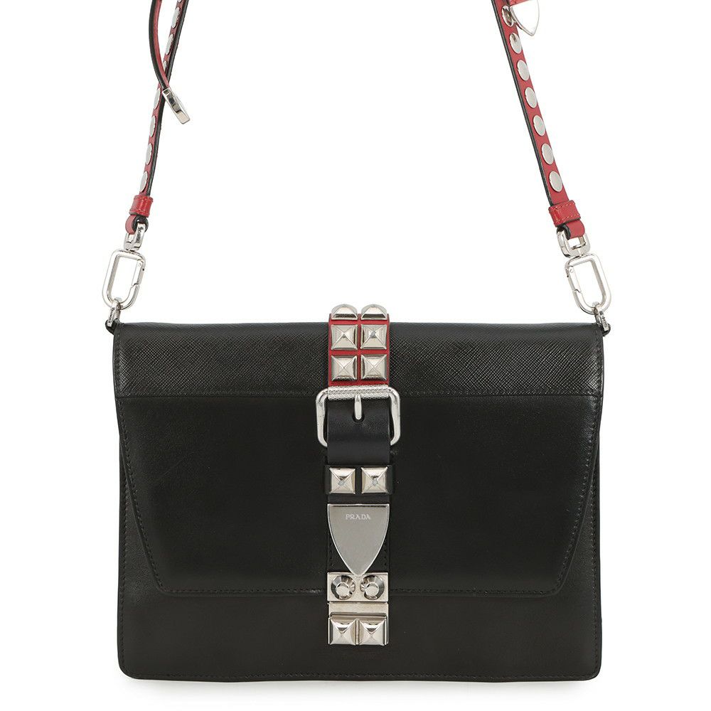 プラダ ショルダーバッグ エレクトラ スタッズ レザー 1BD120 PRADA 黒