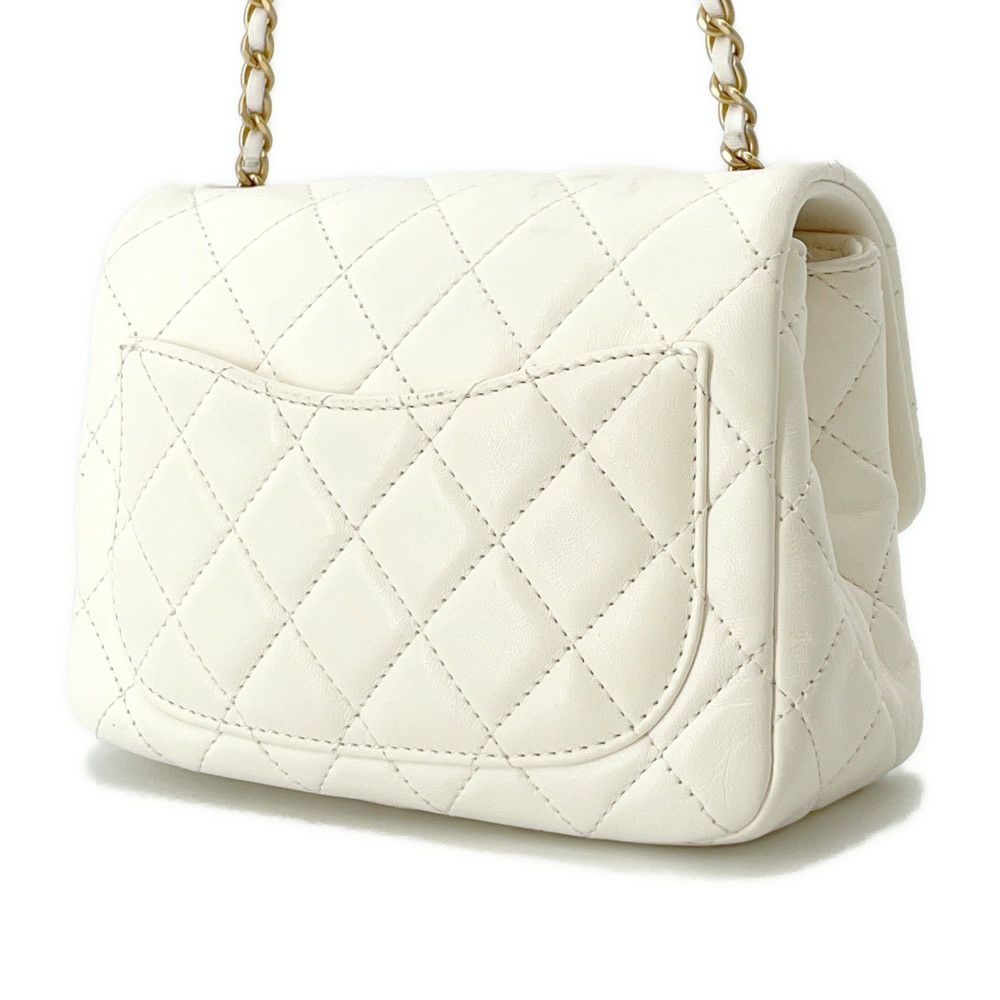 シャネル チェーンショルダーバッグ ミニマトラッセ ココマーク ラムスキン AS1786 CHANEL ココボール 白