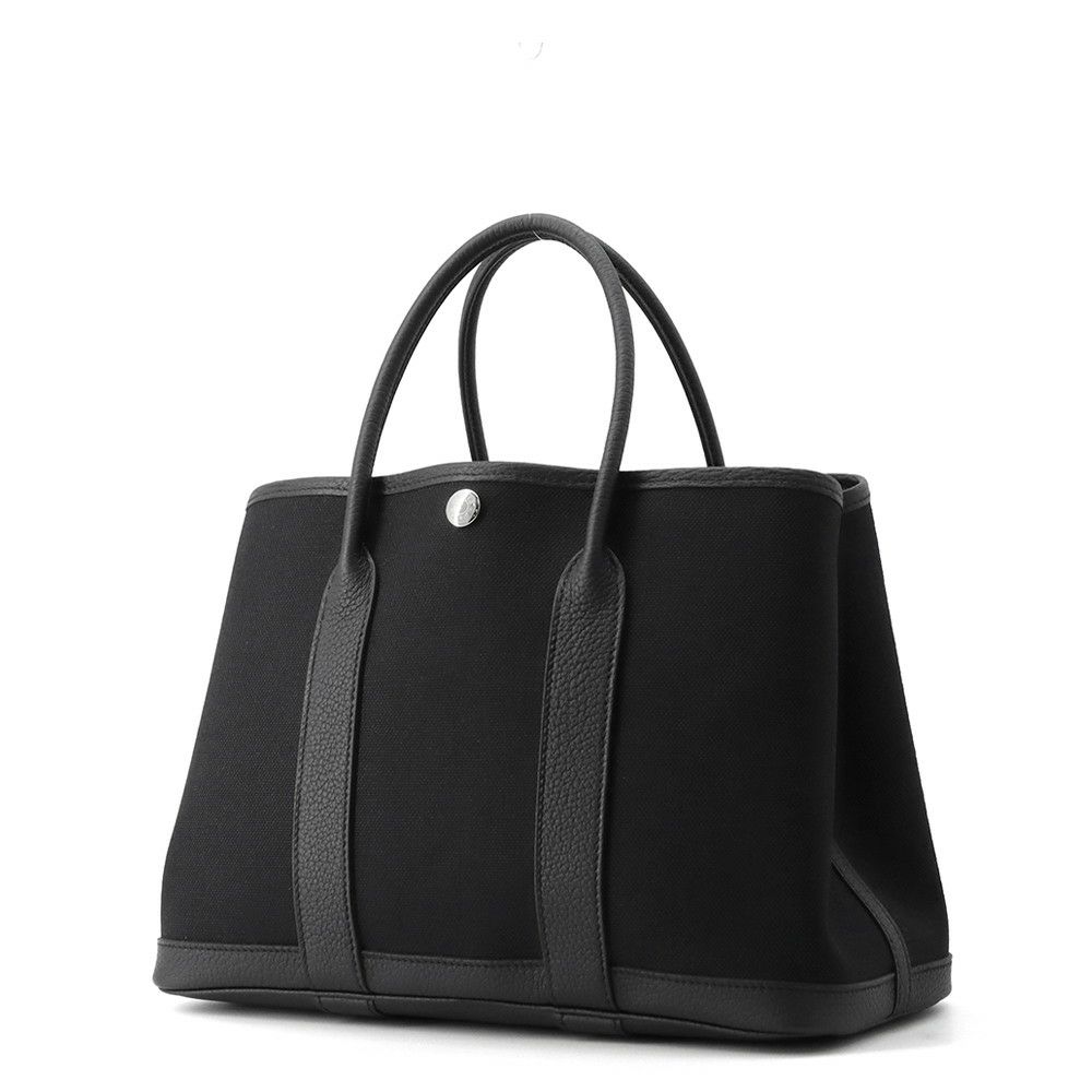 エルメス トートバッグ ガーデンパーティTPM ブラック/シルバー金具 トワルアッシュ/ネゴンダ K刻印 黒