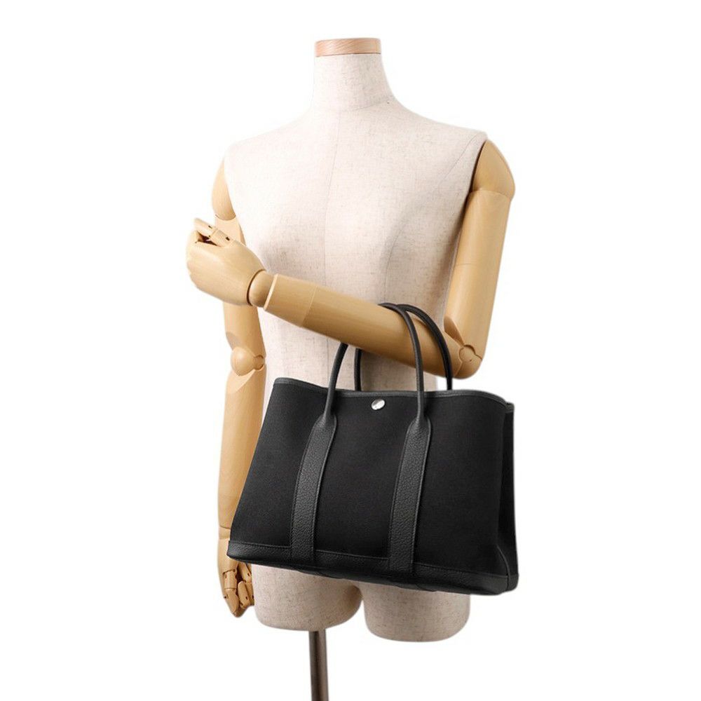 エルメス トートバッグ ガーデンパーティTPM ブラック/シルバー金具 トワルアッシュ/ネゴンダ K刻印 黒