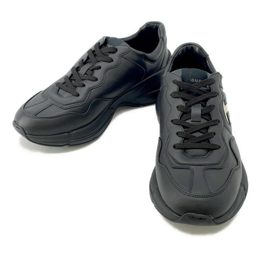 グッチ スニーカー ライトン カウハイドレザー インターロッキングG メンズサイズ9 1/2 GUCCI 靴 黒 2023FW