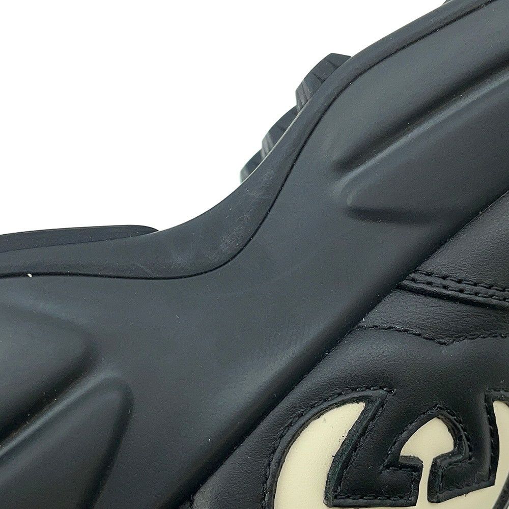 グッチ スニーカー ライトン カウハイドレザー インターロッキングG メンズサイズ9 1/2 GUCCI 靴 黒 2023FW