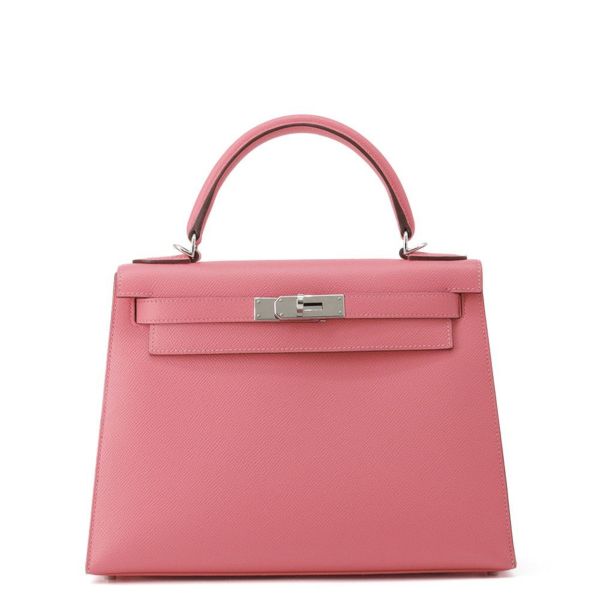 エルメス ハンドバッグ ケリー28 外縫い ローズアザレ/シルバー金具 エプソン D刻印 ２wayショルダー