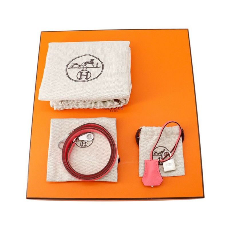 エルメス ハンドバッグ ケリー28 外縫い ローズアザレ/シルバー金具 エプソン D刻印 ２wayショルダー