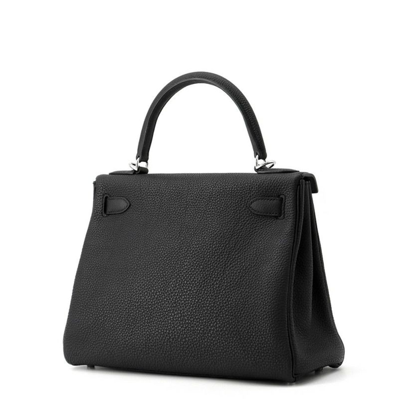 エルメス ハンドバッグ ケリー28 内縫い ブラック/シルバー金具 トゴ U刻印 ２wayショルダー 黒