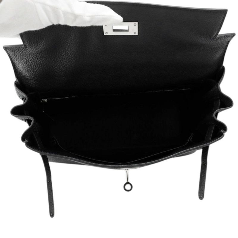 エルメス ハンドバッグ ケリー28 内縫い ブラック/シルバー金具 トゴ U刻印 ２wayショルダー 黒