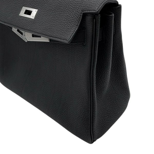 エルメス ハンドバッグ ケリー28 内縫い ブラック/シルバー金具 トゴ U刻印 ２wayショルダー 黒