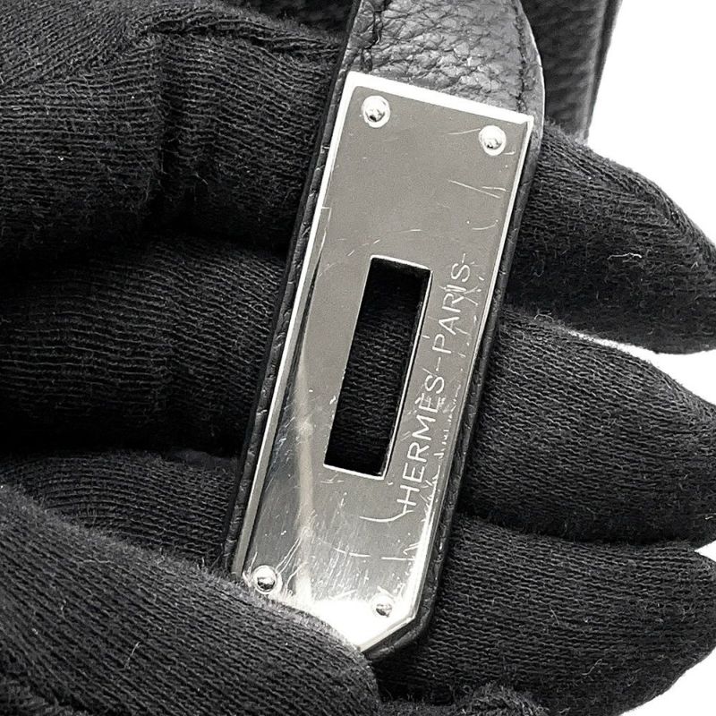 エルメス ハンドバッグ ケリー28 内縫い ブラック/シルバー金具 トゴ U刻印 ２wayショルダー 黒