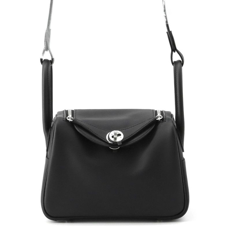 エルメス リンディ ミニ ヴェルソ ブラック/ブルータイ/シルバー金具 スイフト K刻印 ２wayショルダー 黒