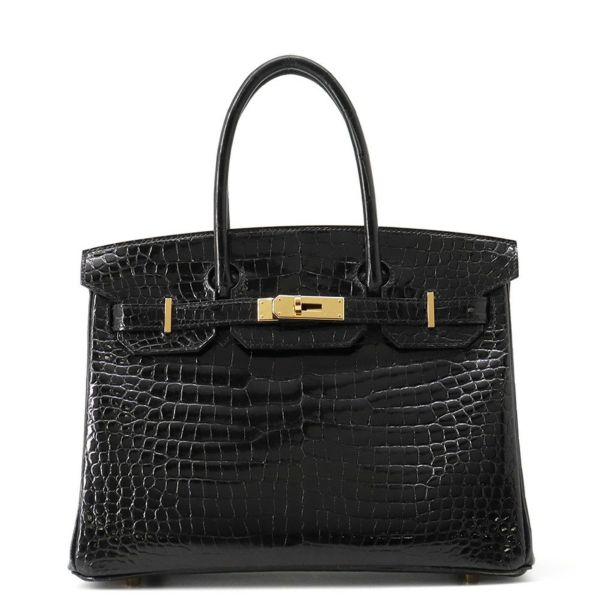 エルメス バーキン30 ブラック/ゴールド金具 ポロサスシャイン Y刻印 HERMES Birkin ハンドバッグ 黒