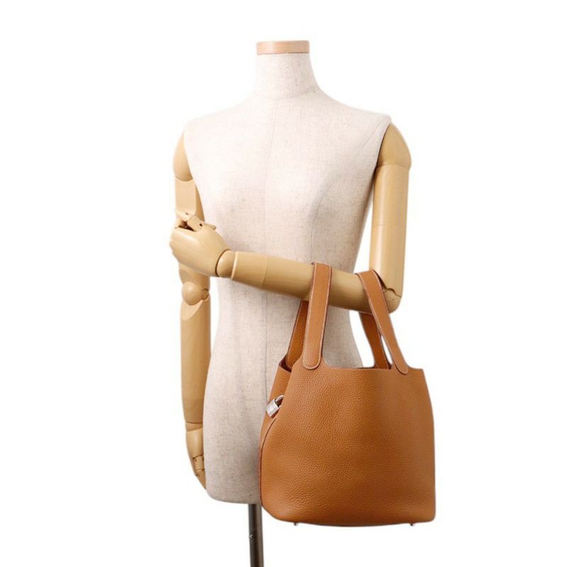 エルメス ハンドバッグ ピコタンロックMM ゴールド/シルバー金具 トリヨンクレマンス Ｗ刻印