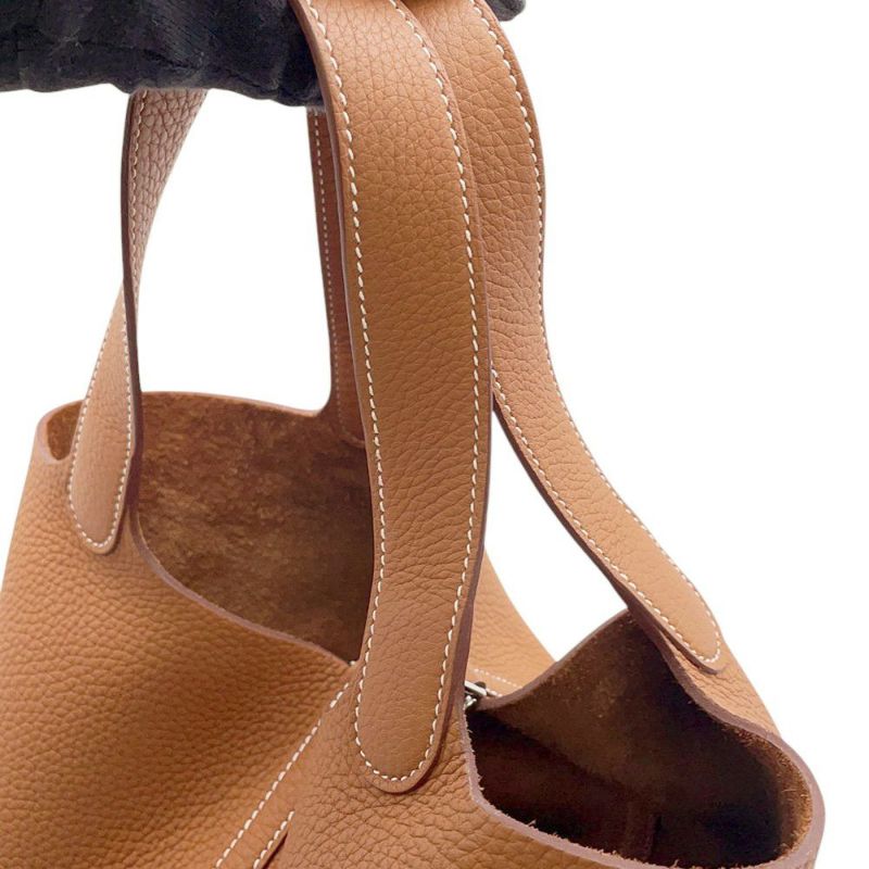 エルメス ハンドバッグ ピコタンロックMM ゴールド/シルバー金具 トリヨンクレマンス Ｗ刻印