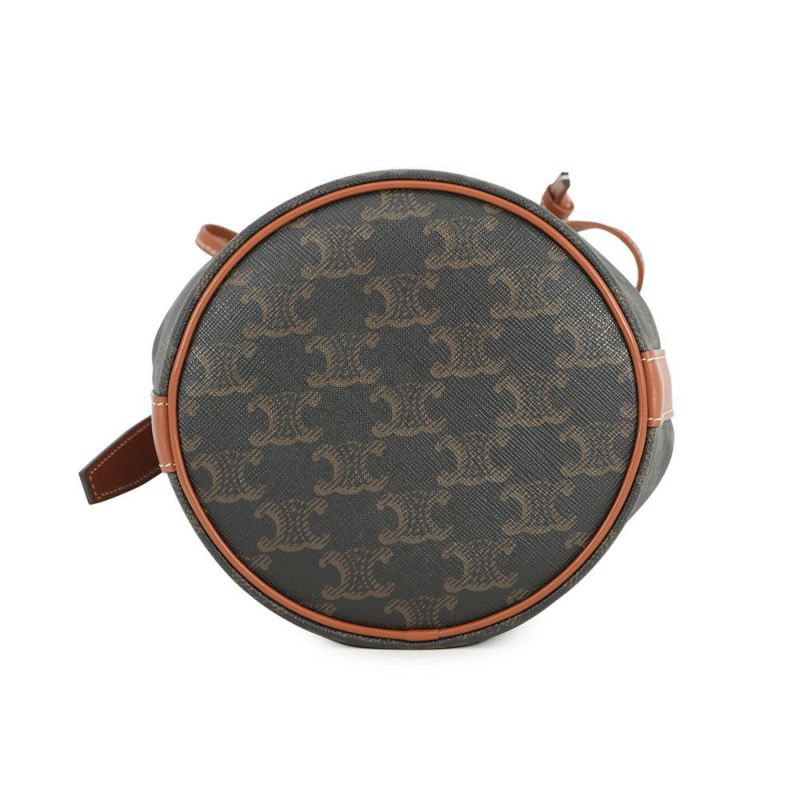 セリーヌ ショルダーバッグ トリオンフ スモール ドローストリングバッグ PVC/レザー 191142 CELINE ブラウン