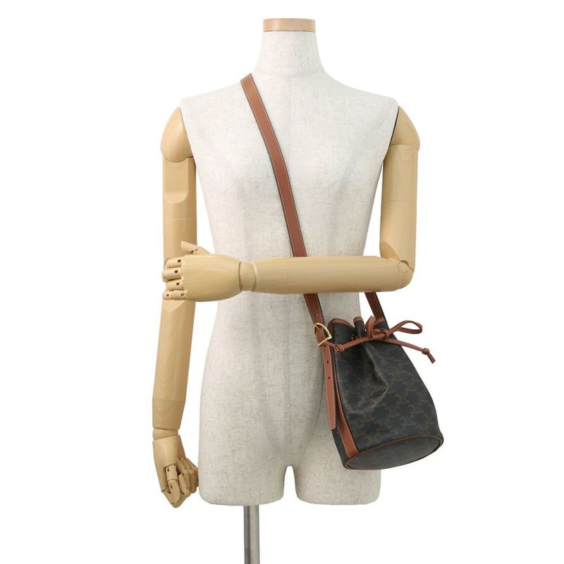 セリーヌ ショルダーバッグ トリオンフ スモール ドローストリングバッグ PVC/レザー 191142 CELINE ブラウン