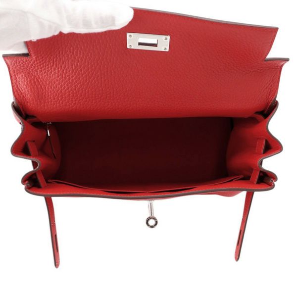 エルメス ハンドバッグ ケリー28 内縫い ルージュラデュー/シルバー金具 トリヨンクレマンス K刻印 ２wayショルダー