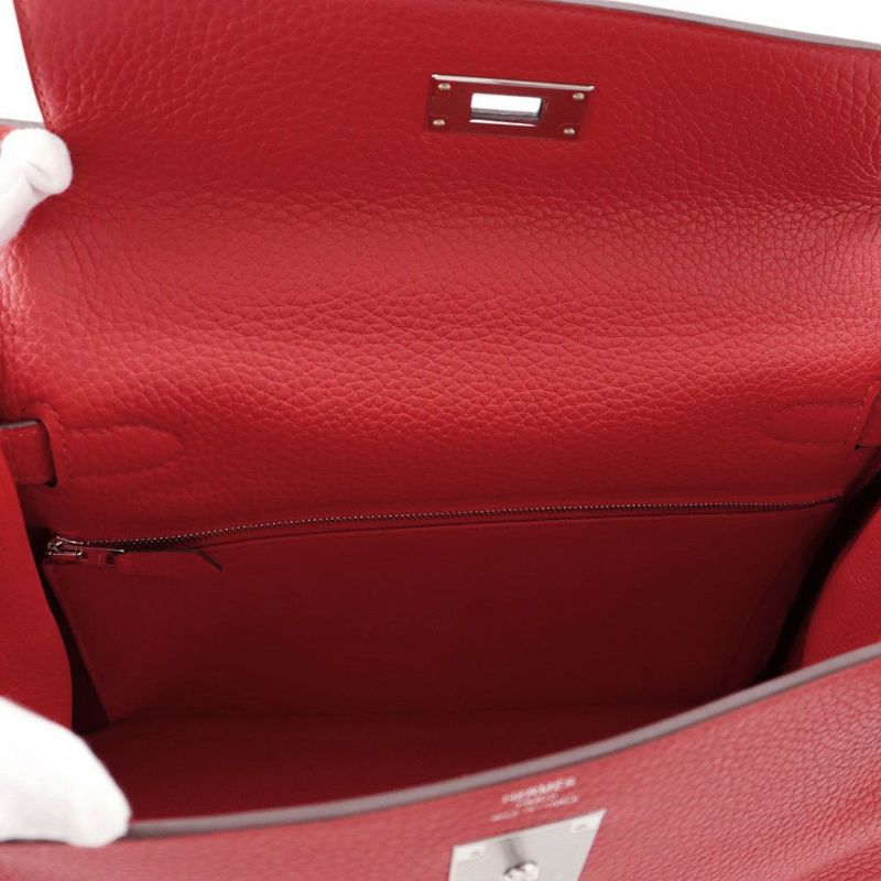 エルメス ハンドバッグ ケリー28 内縫い ルージュラデュー/シルバー金具 トリヨンクレマンス K刻印 ２wayショルダー